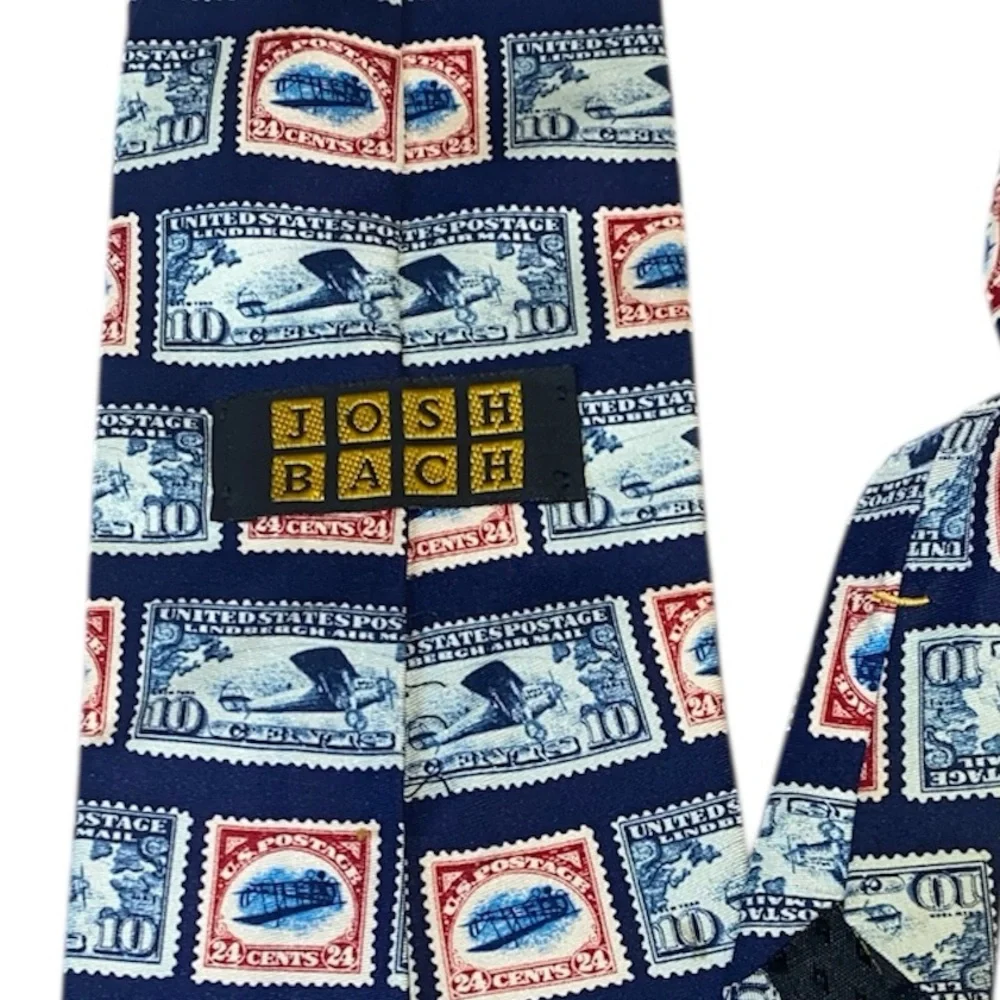 JOSH BACH Mens Postage Stamp Silk Tie